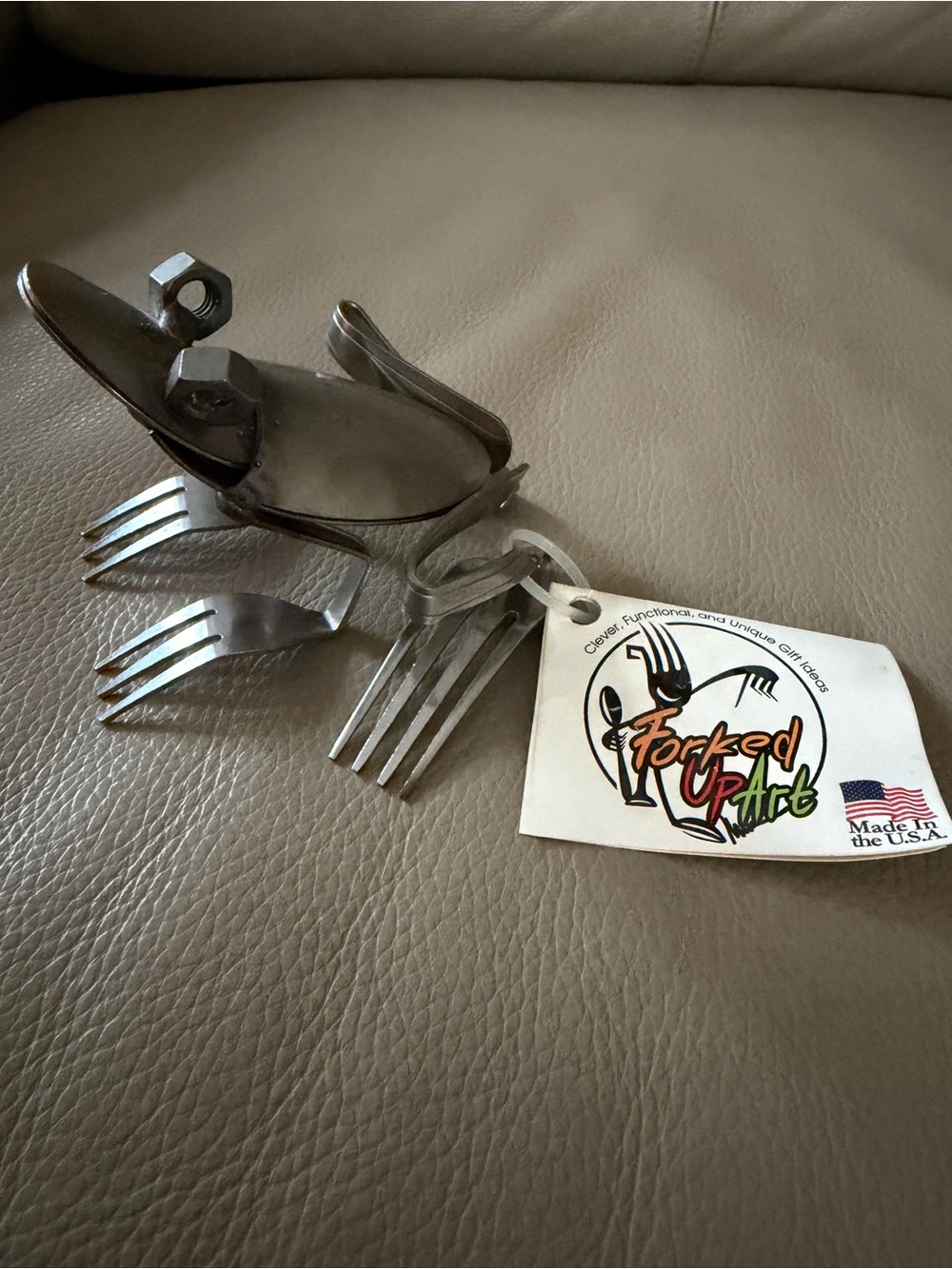 Forked Up Art 2009 Upcycled Metal Flatware Frog Sculpture Fork/Spoon Made in USA